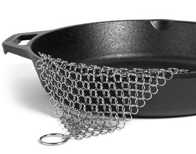 Silver Stainless Steel Cast Iron Cleaner Chainmail Scrubber Home Cookware Clean For Skillets Grill Pans 