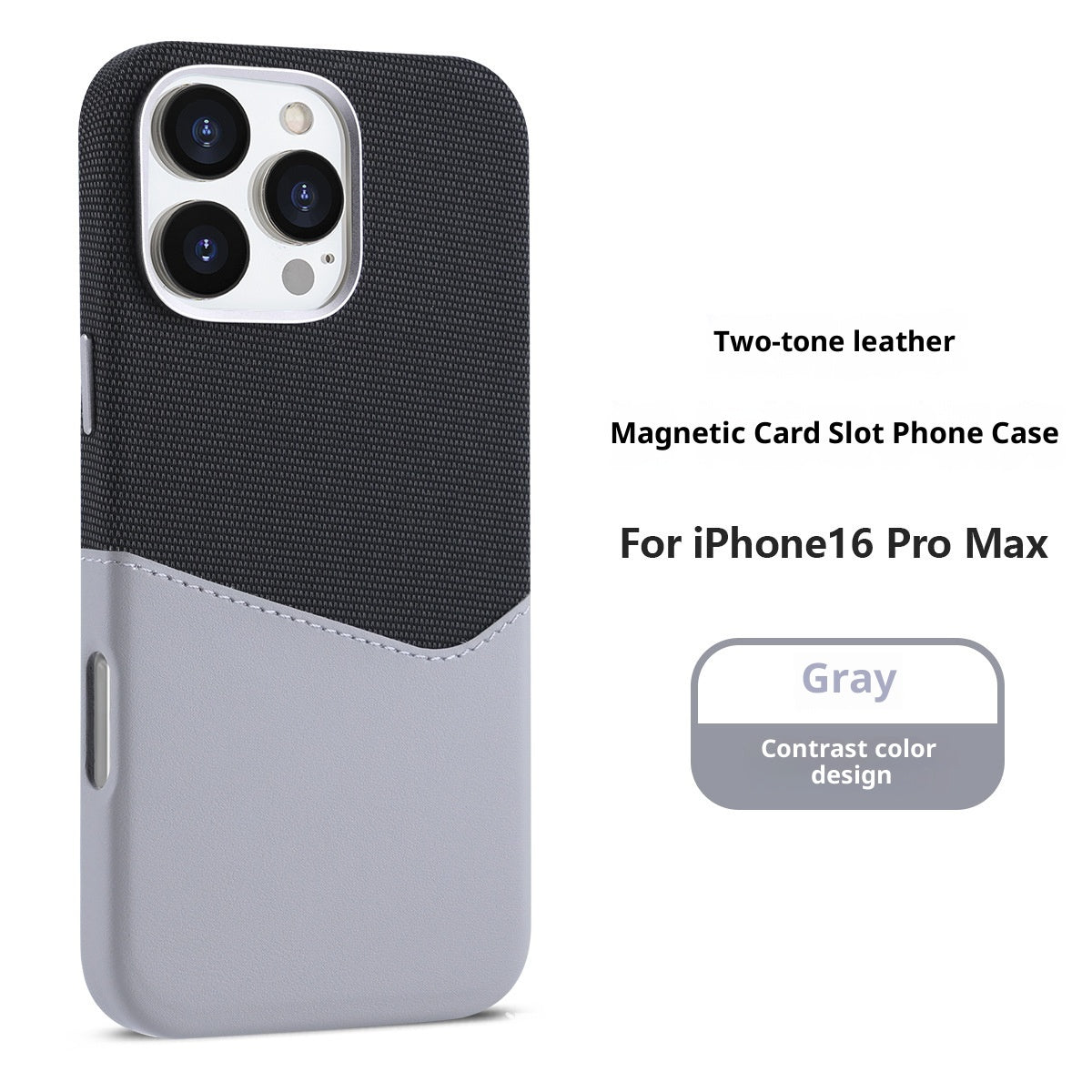 Suitable For 17promax Phone Case Cloth Pattern Stitching Color Leather Magnetic Suction 