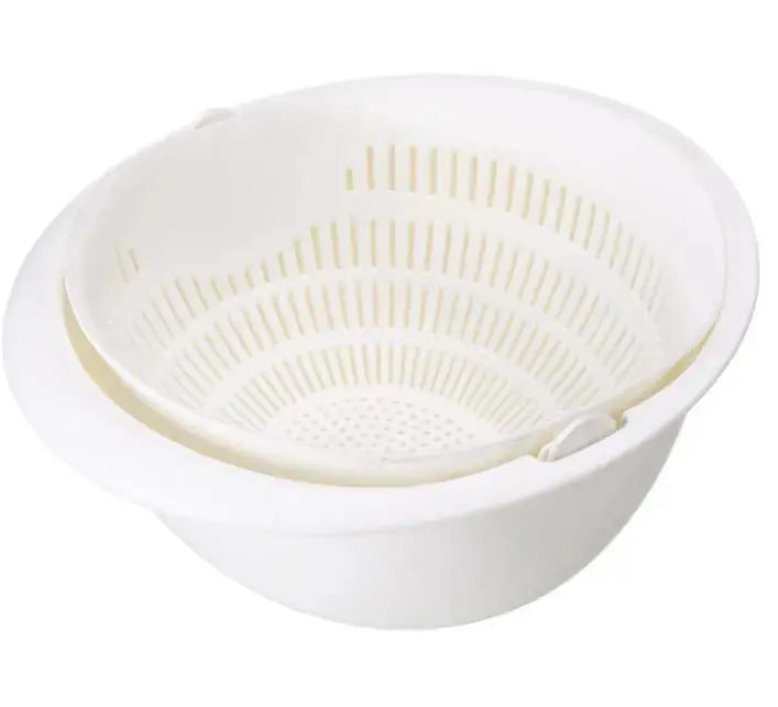 Double-Dish Sink Drain Basket Kitchen Panning Wash Fruit Basket 