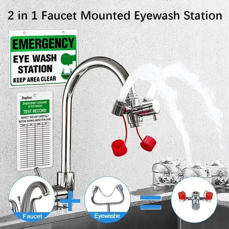 emergency eyewash station | stainless steel eyewash faucet | wall mounted eye wash | ultrasonic cleaning
