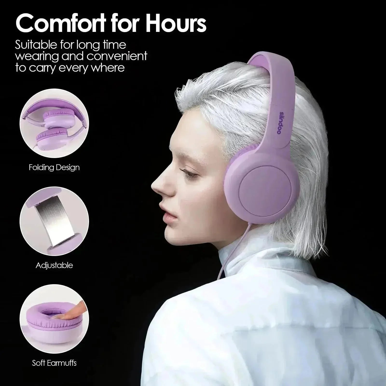 tangle-free nylon cable | on-ear headphones with microphone | type c wired headphones | ultrasonic cleaning