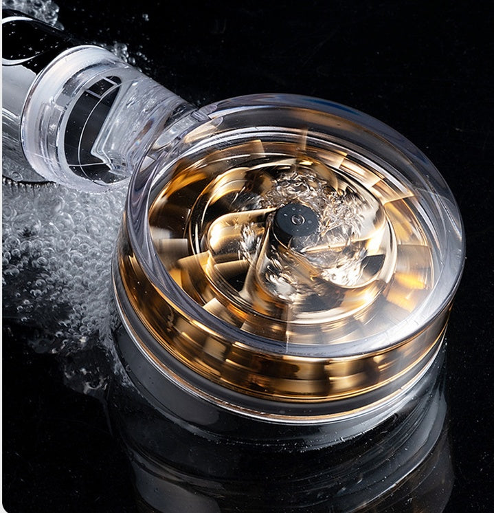 Pressurized Nozzle Turbo Shower Head One-Key Stop Water Saving High Pressure Shower Head Magic Water Line Bathroom Accessor 