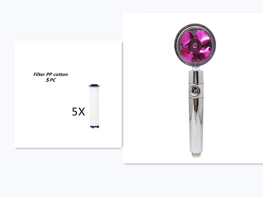 propeller-driven shower nozzle | handheld shower with cotton filter | water-saving shower head for home | energy saving