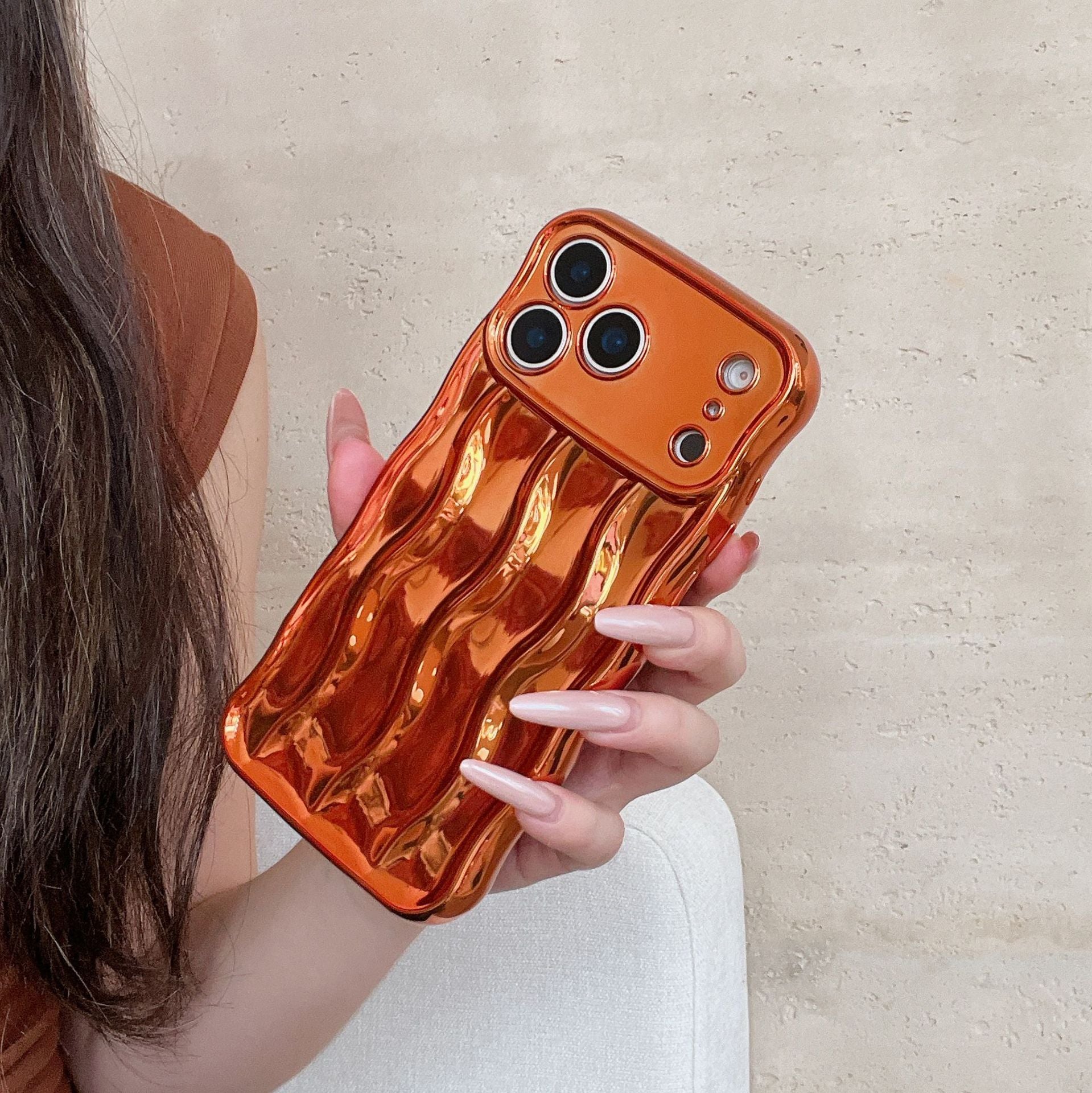 Solid Color Plating Advanced Sense Stripe Phone Case 