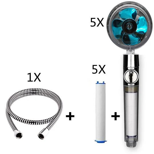 propeller-driven shower nozzle | handheld shower with cotton filter | water-saving shower head for home | ultrasonic cleaning