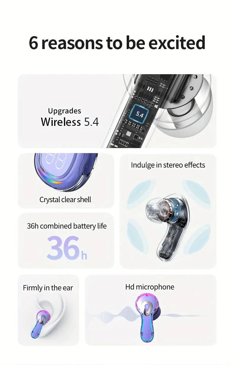 ambient lighting earbuds for sports | touch control wireless headset | bass boost earbuds for gaming | ultrasonic cleaning