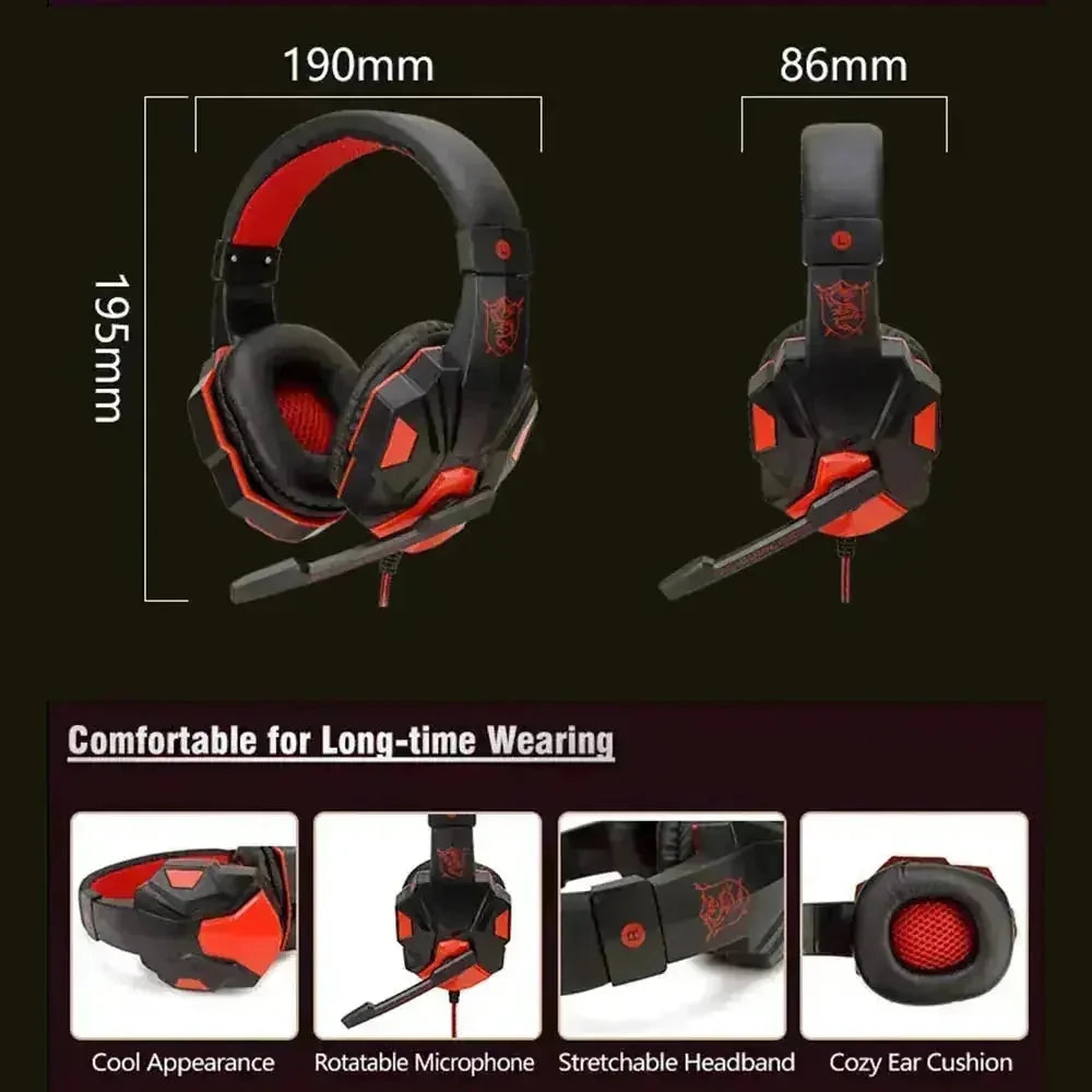 noise cancelling gaming headset | deep bass stereo headphones | led light gaming headset | energy saving