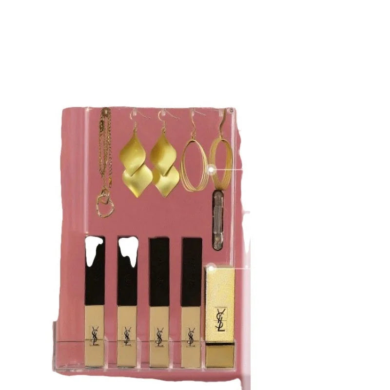 led mirror vanity storage box | bathroom countertop organizer | dustproof lipstick organizer | energy saving