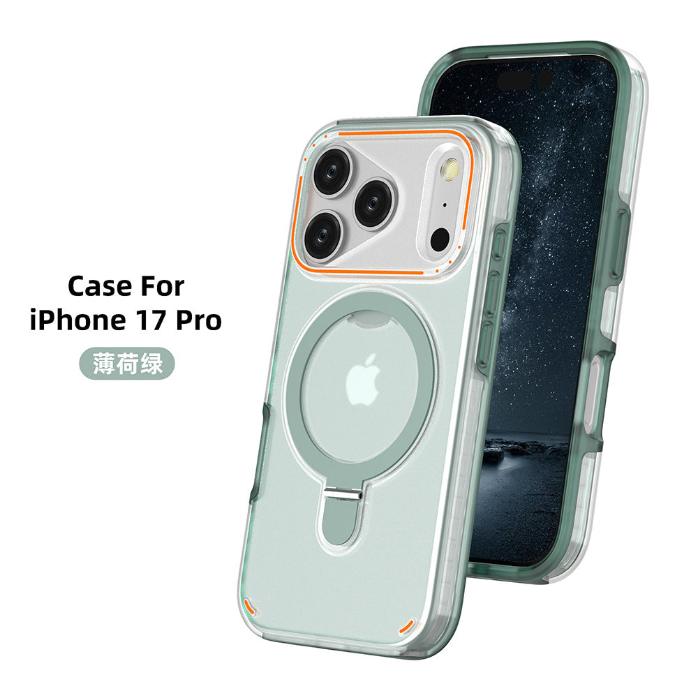 360 Rotation Stand Holder Magnetic Matte Phone Case For I-Phone 17 Pro 17 Max Plus Shockproof Protection Cover Shell 
