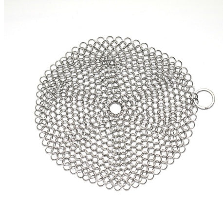 Silver Stainless Steel Cast Iron Cleaner Chainmail Scrubber Home Cookware Clean For Skillets Grill Pans 