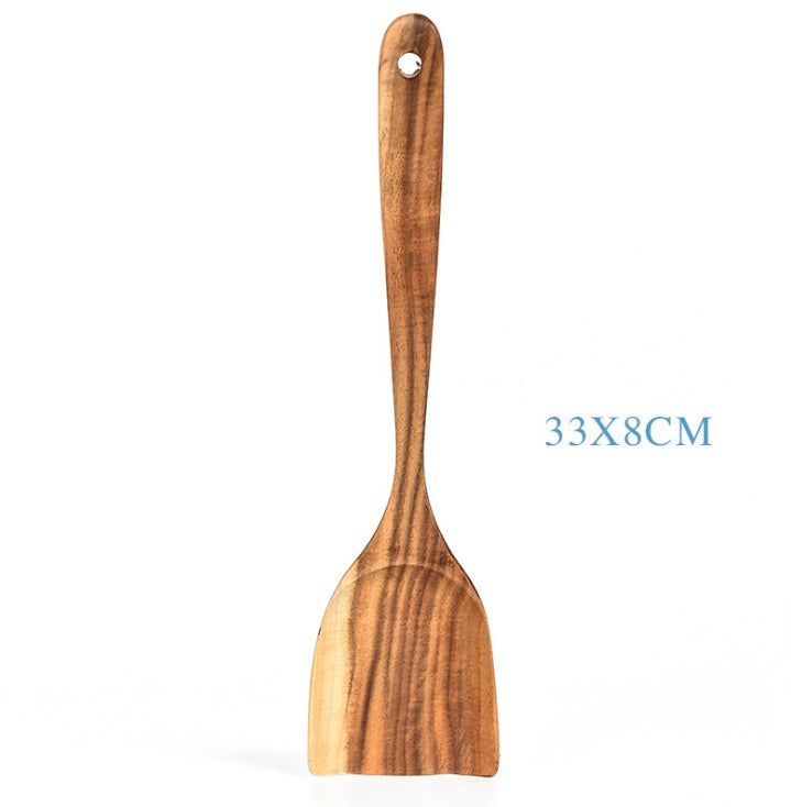 Teak Natural Wood Tableware Spoon Ladle Turner Rice Colander Soup Skimmer Cooking Tool Sets Spoon Scoop Kitchen Tools Gadgets 