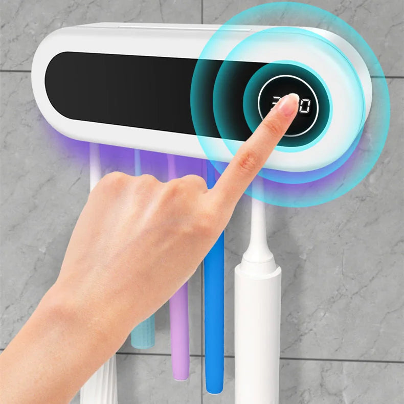 wall mounted toothbrush holder | uv sterilizer toothbrush holder | automatic toothpaste dispenser | energy saving