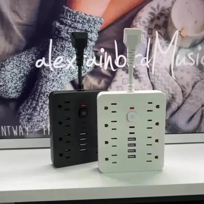 outlet surge protector | heavy duty power strip with usb | 8 ac outlets and 6 usb ports | energy saving