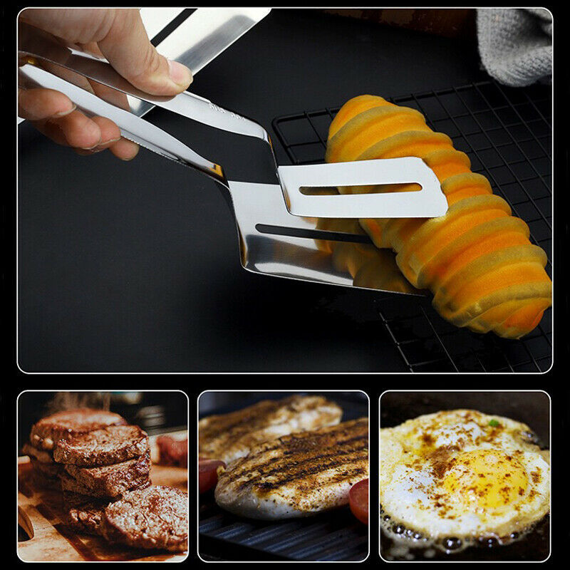 Stainless Steel Steak Clamp Food Bread Meat BBQ Clip Tongs Kitchen Cooking Tool 