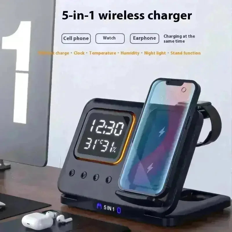 w fast charging | digital alarm clock stand | led display dock station | energy saving