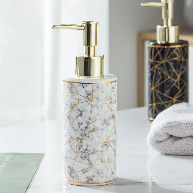 marble ceramic soap dispenser | 500ml bathroom bottle | modern bathroom accessories | ultrasonic cleaning