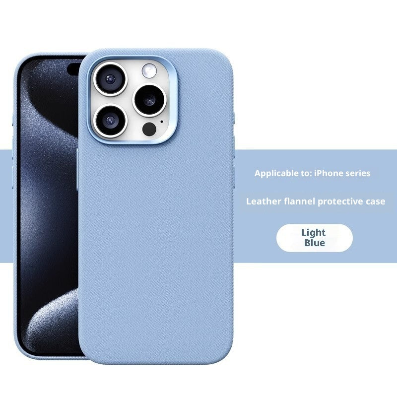 Leather Flannel Fabric Magnetic Phone Case 