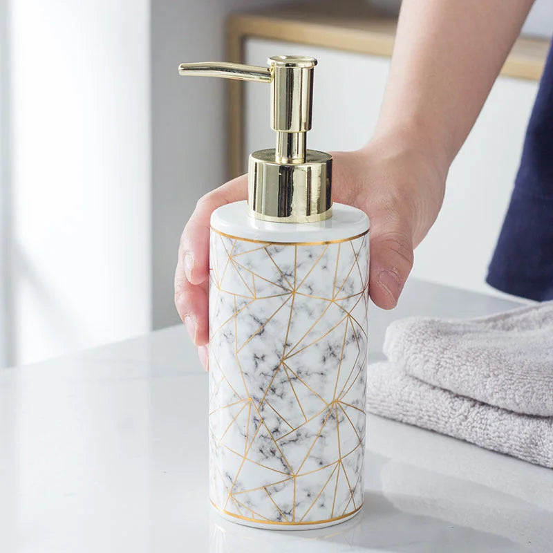 marble ceramic soap dispenser | 500ml bathroom bottle | modern bathroom accessories | energy saving