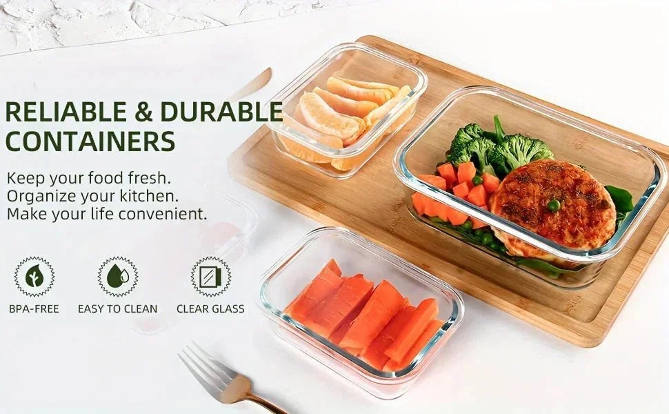 leakproof glass containers | bpa-free meal prep containers | oven-safe glass containers | energy saving