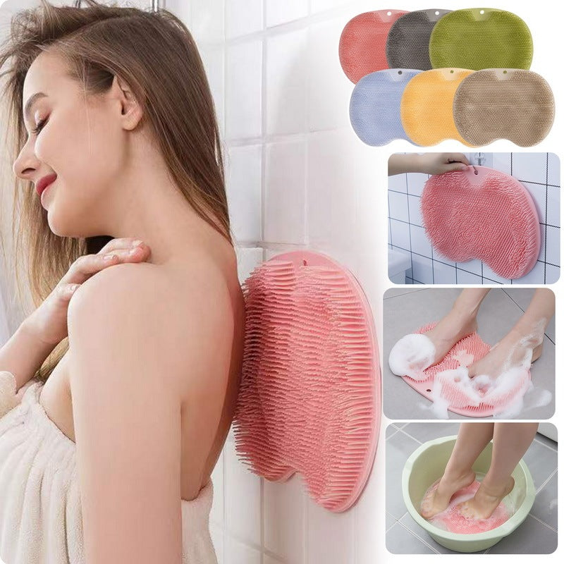 Massage Bath Brush Bathroom Non-slip Bath Mat Back Massage Brush Silicone Suction Cup Foot Rub Pad Body Cleaning Bathing Tool 