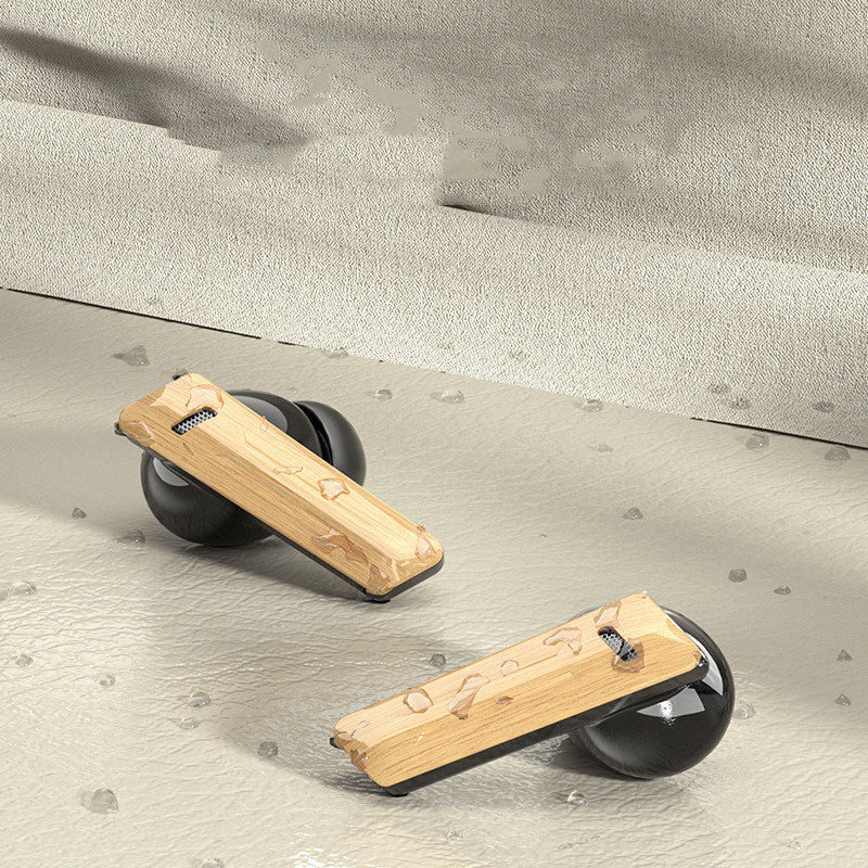 Wood Grain Wireless Sports In-ear Noise-canceling Low-latency Bluetooth Headphones 