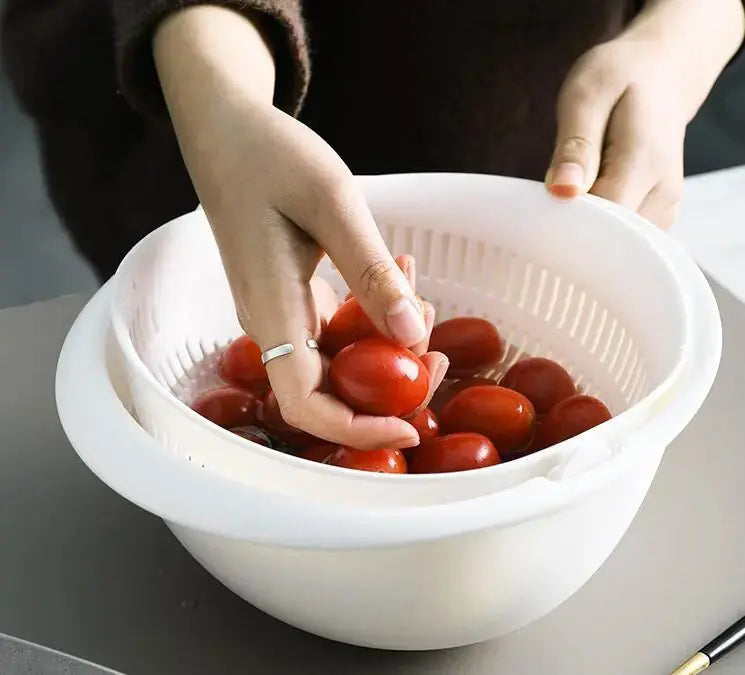 Double-Dish Sink Drain Basket Kitchen Panning Wash Fruit Basket 