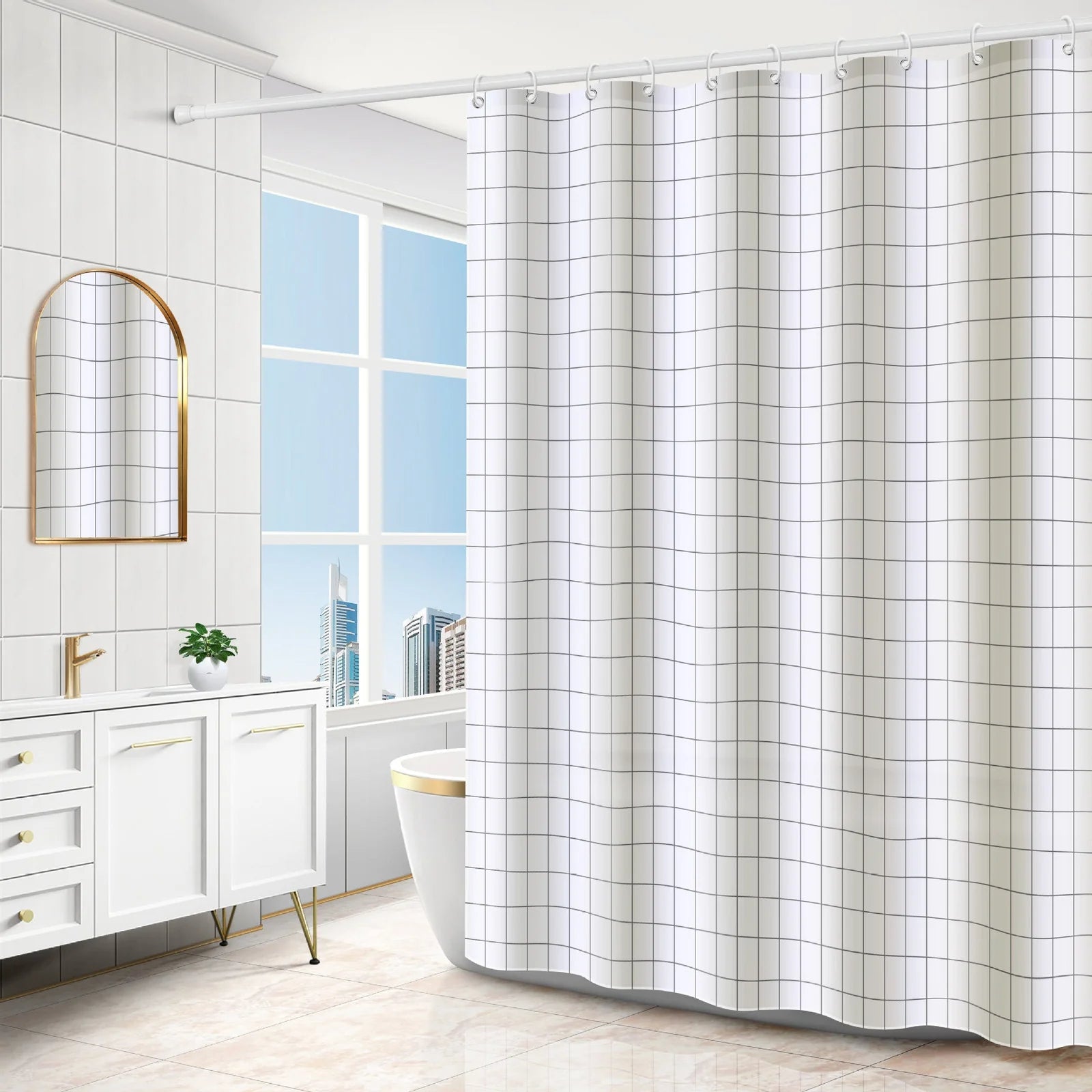 waterproof polyester fabric | 71x71 inch dimensions | mildew-resistant shower curtain | energy saving