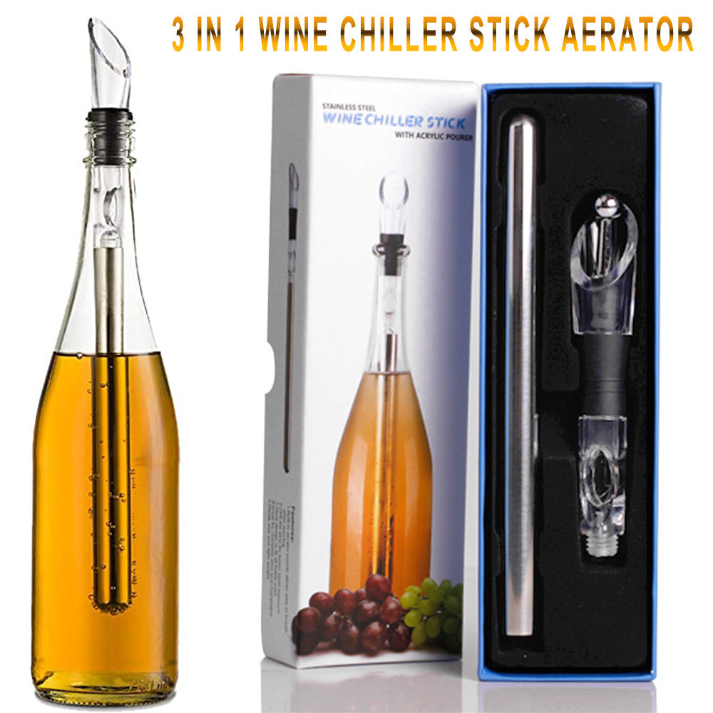 Wine Bottle Cooler Stick Stainless Steel Wine Chilling Rod Leakproof Wine Chiller Beer Beverage Frozening Stick Bar Tools 