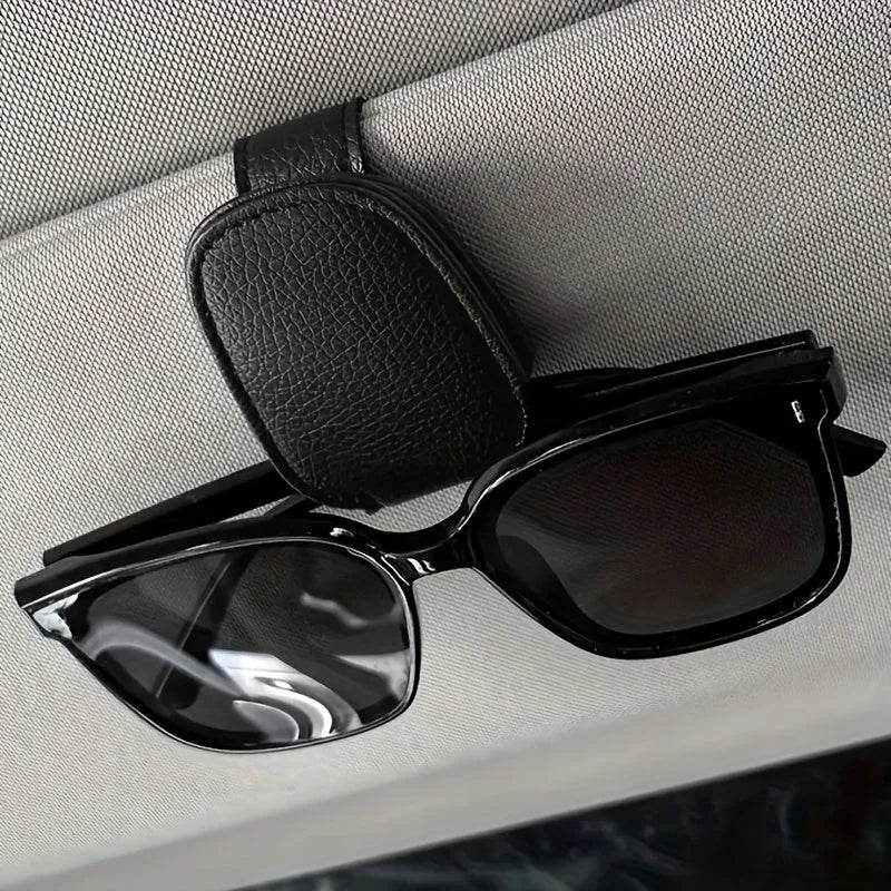 universal car sun visor clip | pu leather eyewear holder | vehicle interior accessories | energy saving