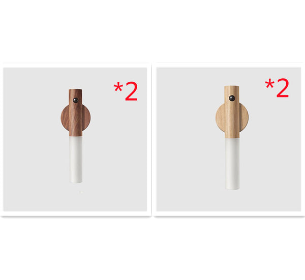 Auto LED USB Magnetic Wood Wireless Night Light Corridors Porch Lights PIR Motion Sensor Wall Light Cabinet Lamp 