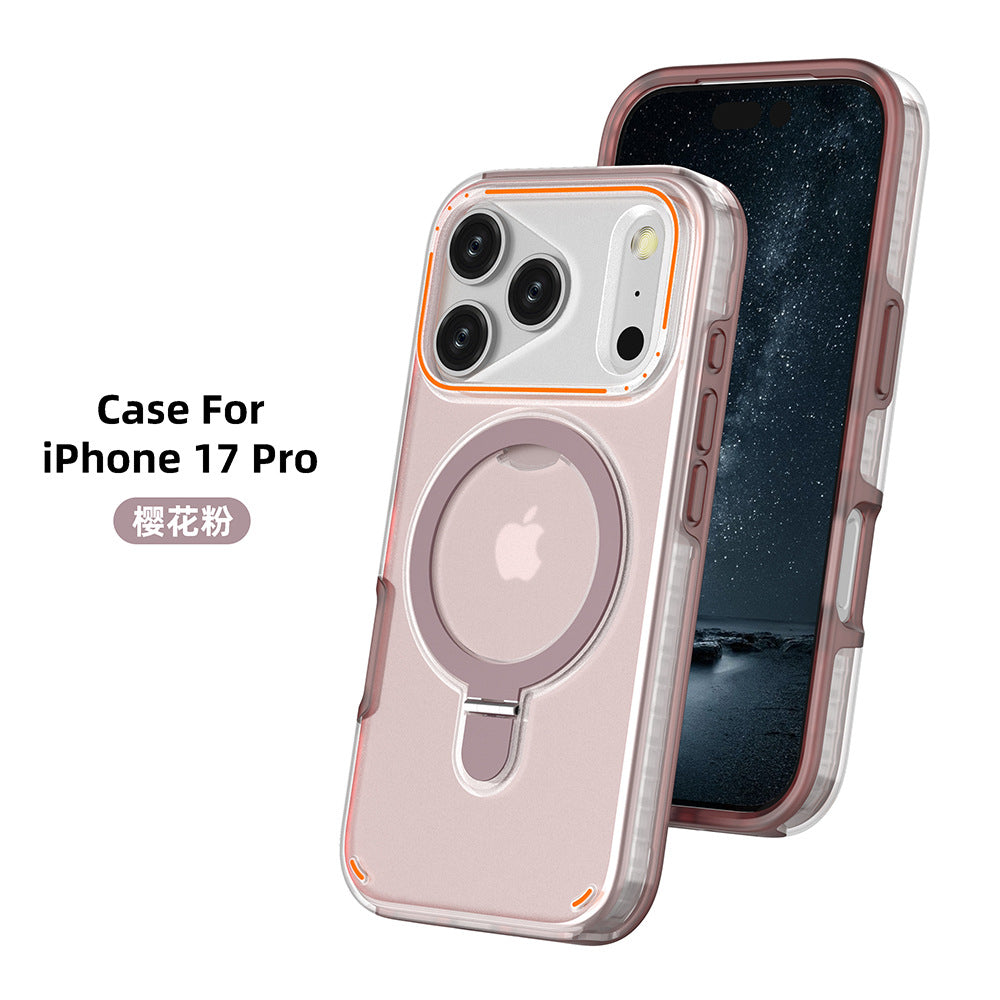 360 Rotation Stand Holder Magnetic Matte Phone Case For I-Phone 17 Pro 17 Max Plus Shockproof Protection Cover Shell 