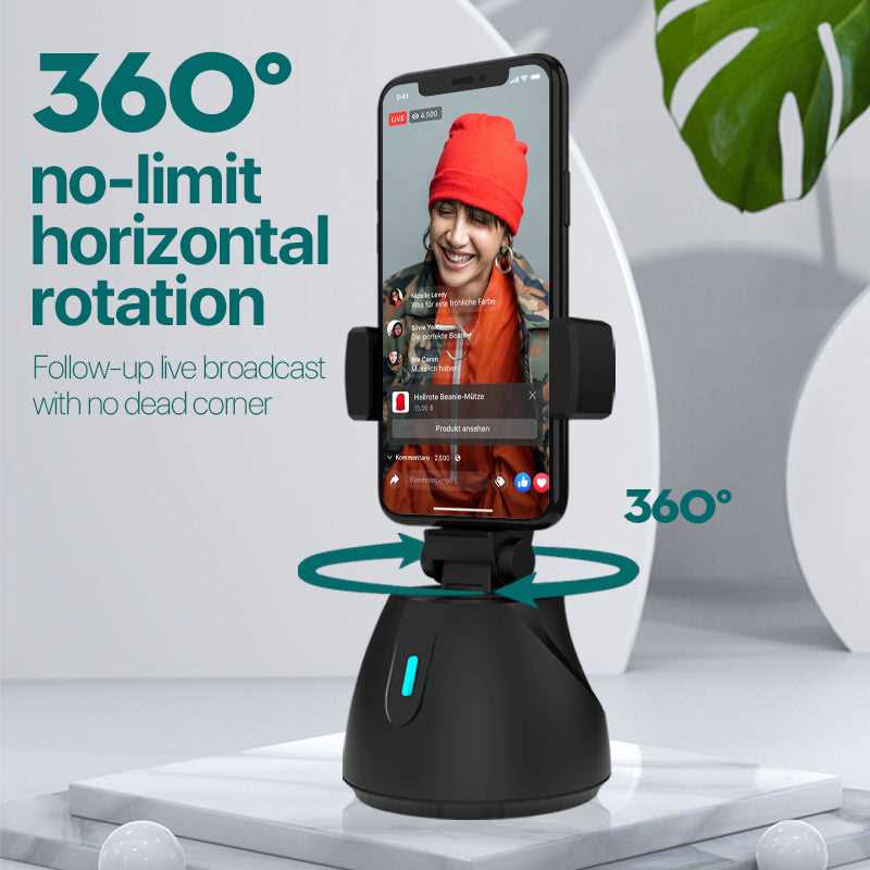 Smart face recognition 360-degree mobile phone holder 