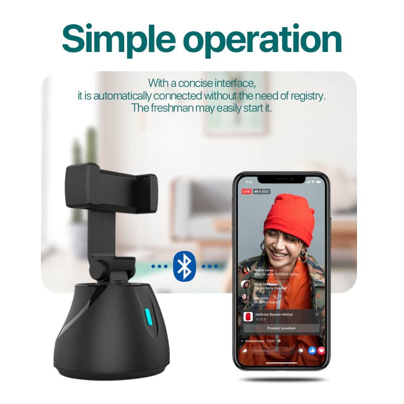 Smart face recognition 360-degree mobile phone holder 