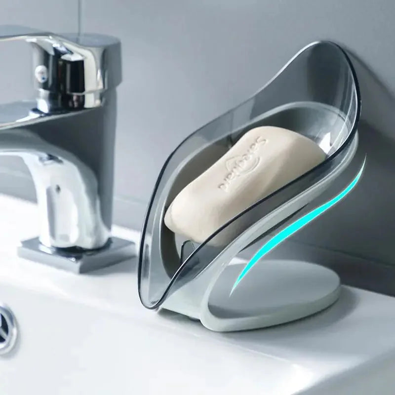 stainless-steel soap holder | leaf-shaped soap dish with drain | non-slip soap storage box | ultrasonic cleaning