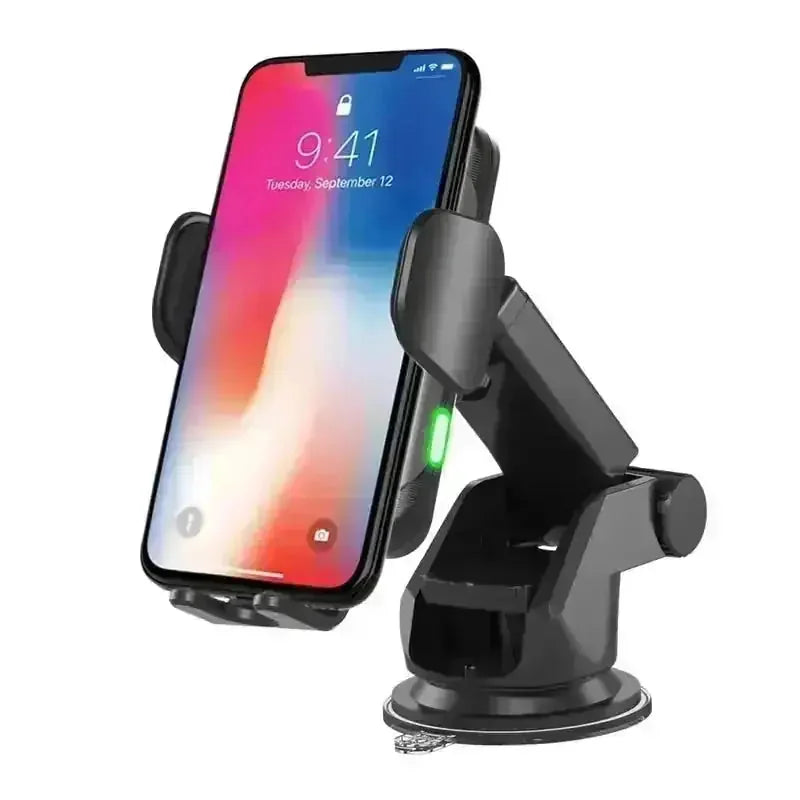 w fast wireless charging | qi compatible car charger | automatic clamping arms | ultrasonic cleaning