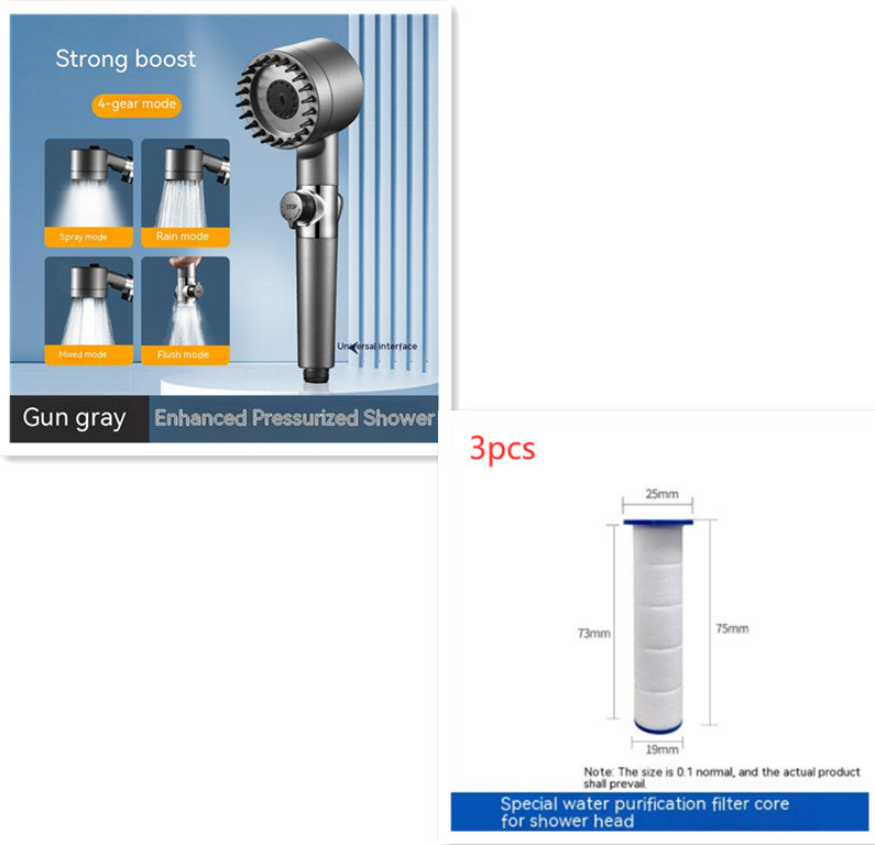 The Third Gear Adjustable Strong Supercharged Shower Head Household Bath Shower Hose Shower Head 