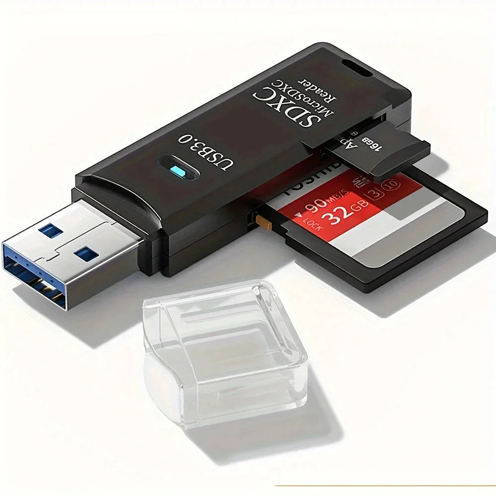 high speed usb 30 card reader | 5gbps data transfer | 2-in-1 sd and micro sd adapter | energy saving
