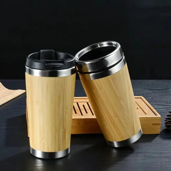 bamboo fiber coffee mug | reusable travel cup | eco-friendly coffee tumbler | ultrasonic cleaning