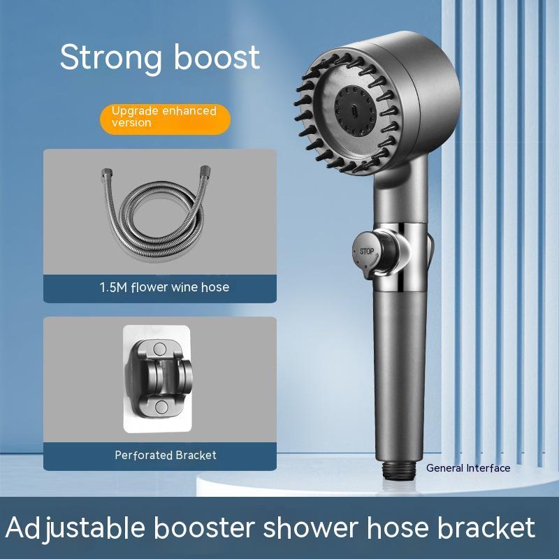 The Third Gear Adjustable Strong Supercharged Shower Head Household Bath Shower Hose Shower Head 