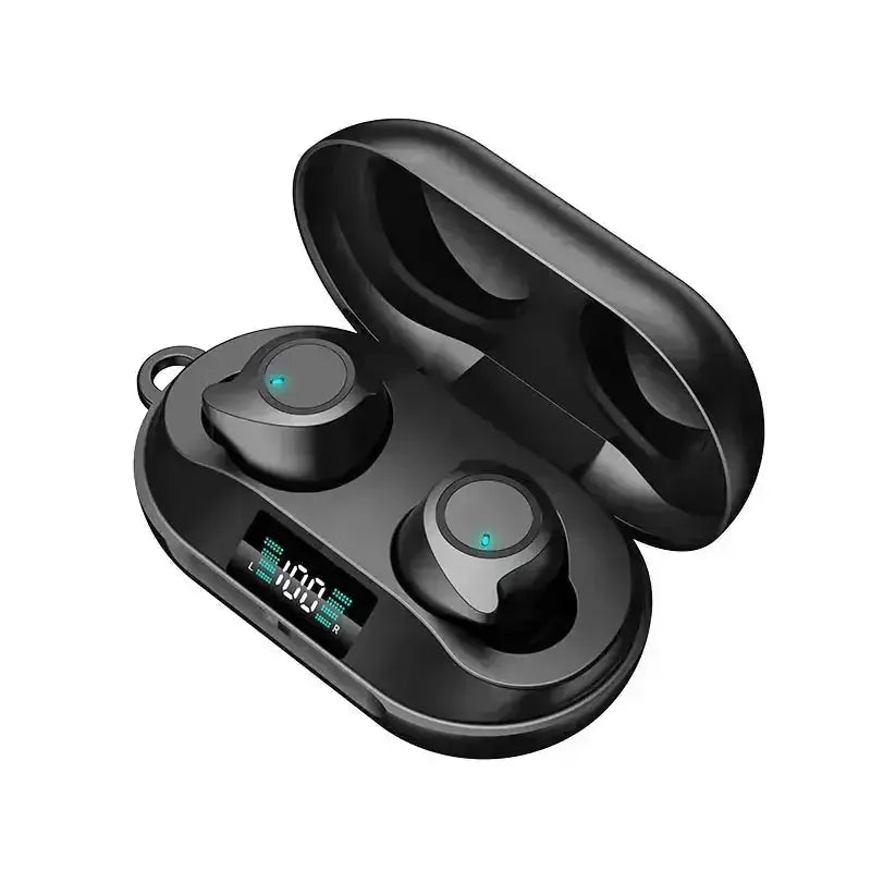 led display earbuds | wireless charging case | 10 hour battery life | energy saving