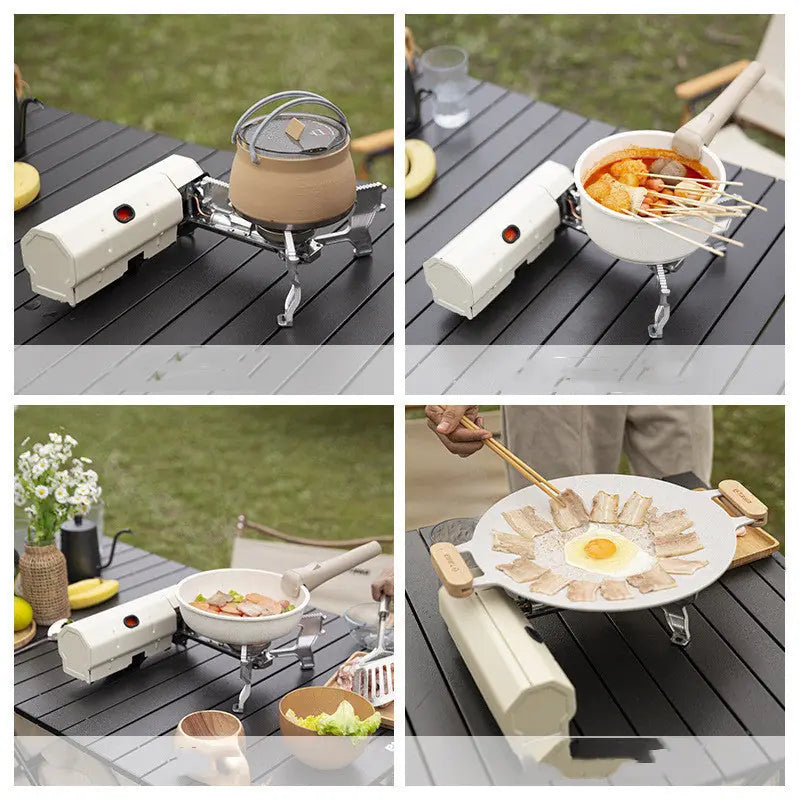 Camping Gas Stove Portable Folding Cassette Stove Outdoor Hiking BBQ Travel Cooking Grill Cooker Gas Burner Food Heating Tool Kitchen Gadgets 