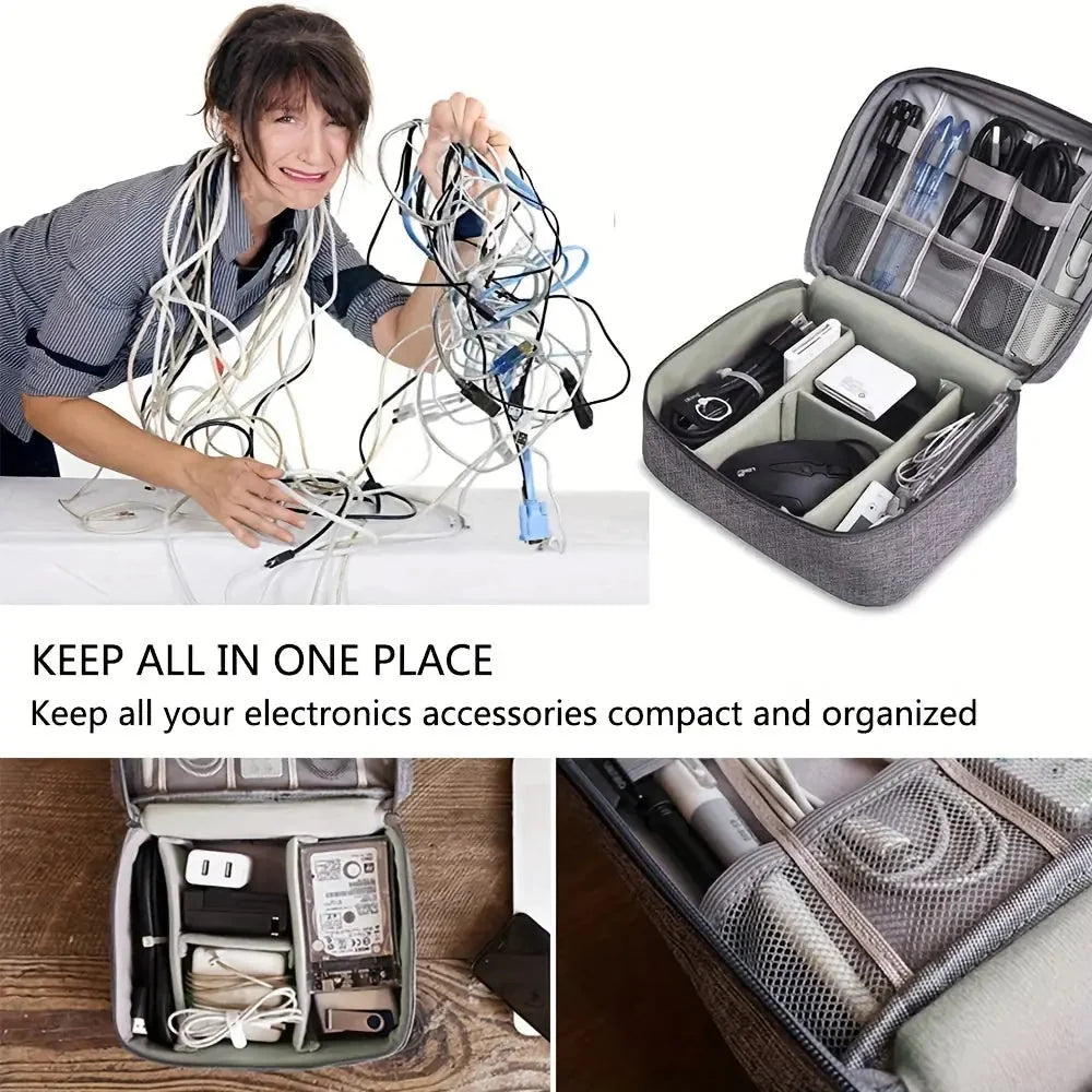 waterproof electronics organizer | portable cable organizer bag | travel electronics case | ultrasonic cleaning