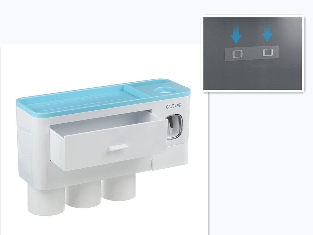 Non-marking Hanging Magnetic Toothbrush Holder Single Drawer Storage Rack With Toothpaste Squeezer Toiletry Set 