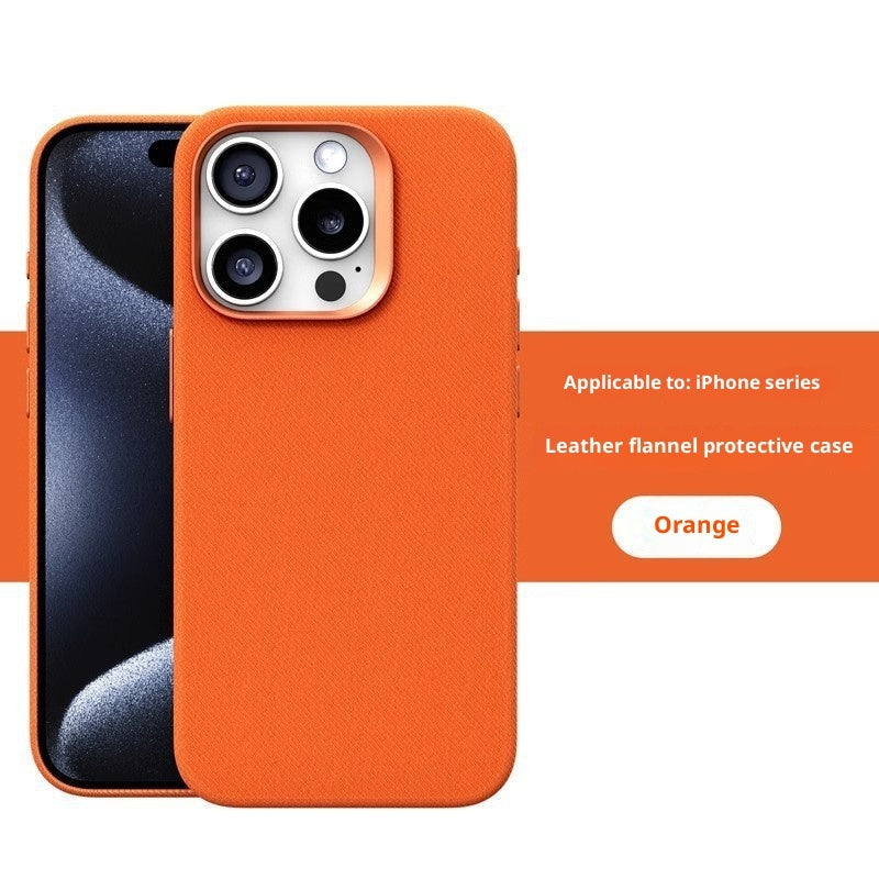 Leather Flannel Fabric Magnetic Phone Case 