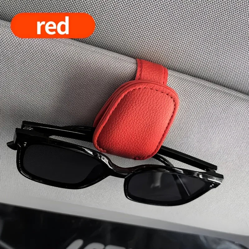 universal car sun visor clip | pu leather eyewear holder | vehicle interior accessories | energy saving