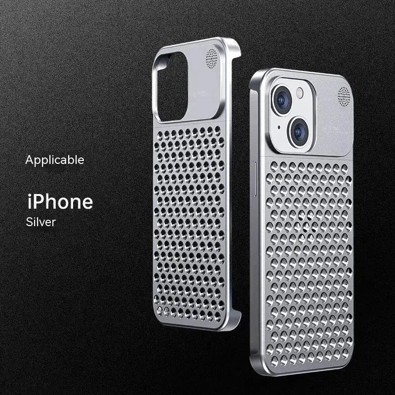 Aluminum Alloy Phone Case For 14 13 Pro Max Plus Hollow Heat Dissipation Anti-fall Full Body Shockproof Phone Cove 