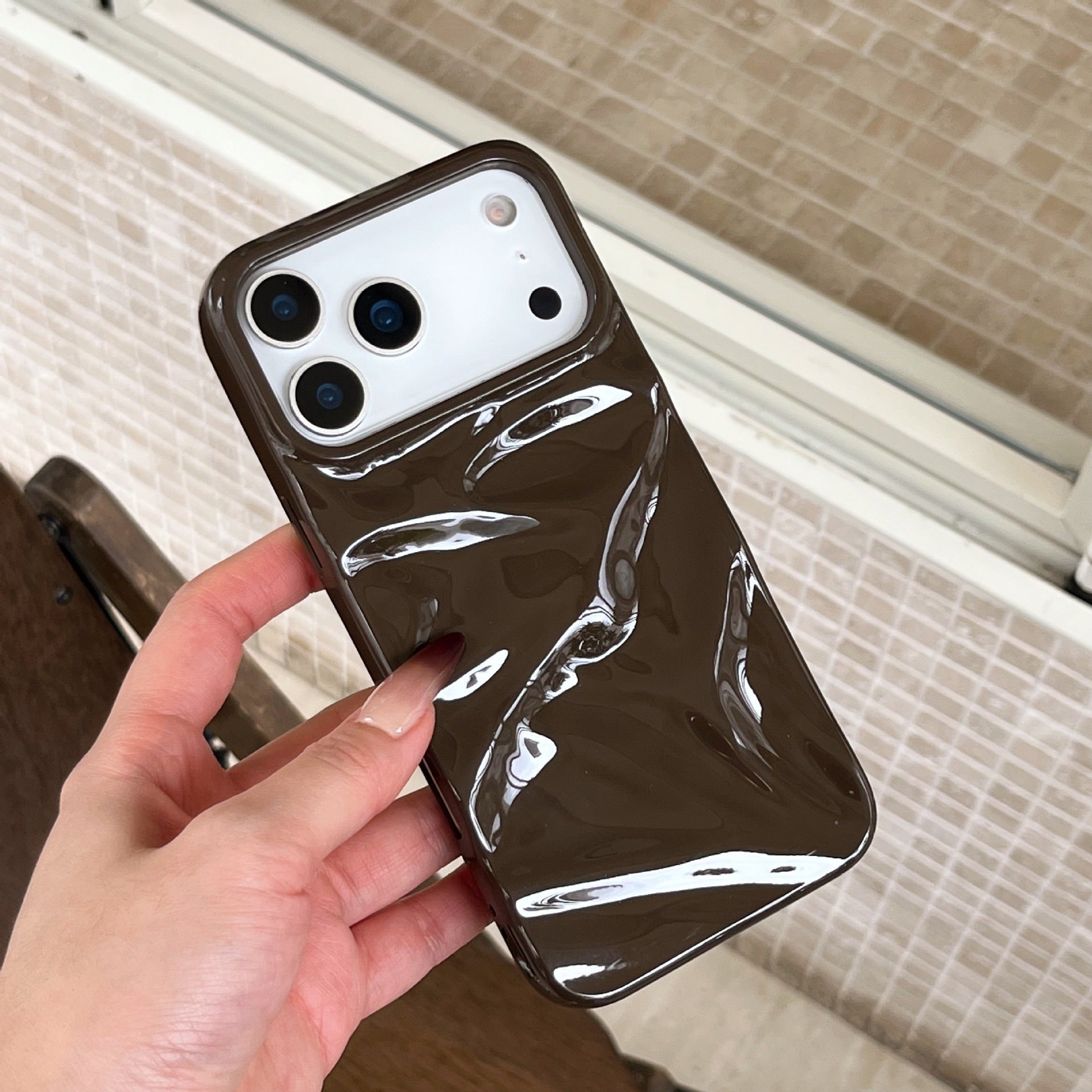 Three-dimensional Pleated Pattern Autumn And Winter Color Phone Case 