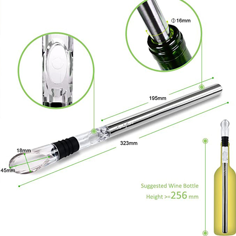 Wine Bottle Cooler Stick Stainless Steel Wine Chilling Rod Leakproof Wine Chiller Beer Beverage Frozening Stick Bar Tools 