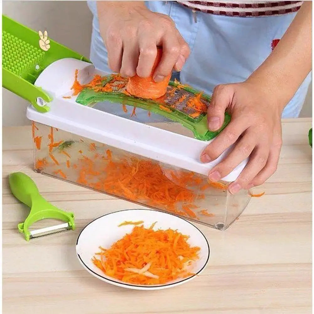 12pcs Multifunctional Vegetable Chopper Handle Food Grate Food Chopper Vegetable Slicer Dicer Cut Kitchen Gadgets 