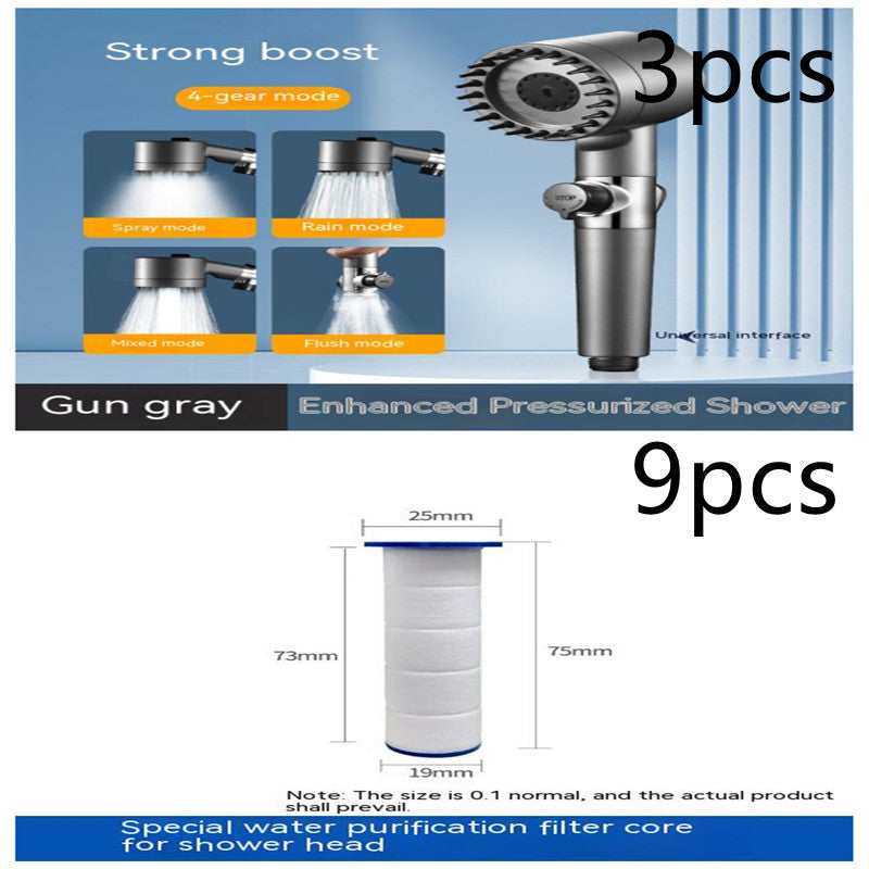 The Third Gear Adjustable Strong Supercharged Shower Head Household Bath Shower Hose Shower Head 